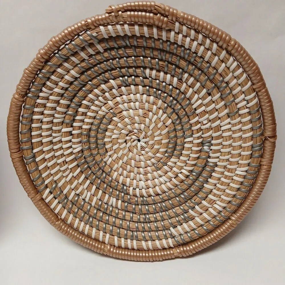 3 Piece Lot of Boho Round Wall Basket Decor, Seagrass Rattan Wicker Gallery Wall